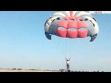 District Collector S Palanisami paraglides to increase awareness in the Nagapattinam district