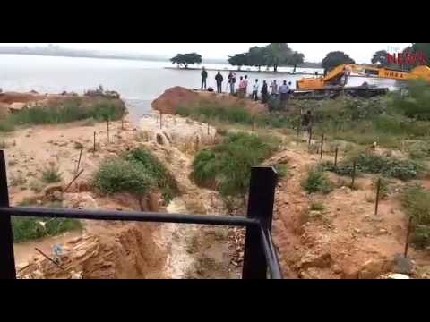 Water being released from Hussain Sagar lake following heavy rains in Hyderabad