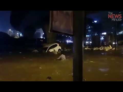 Watch: Terrifying video shows Bengaluru woman trapped inside car on a flooded road