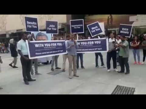 Watch: Cong's Krishna Byre Gowda campaigns with a flash mob at Bengaluru mall