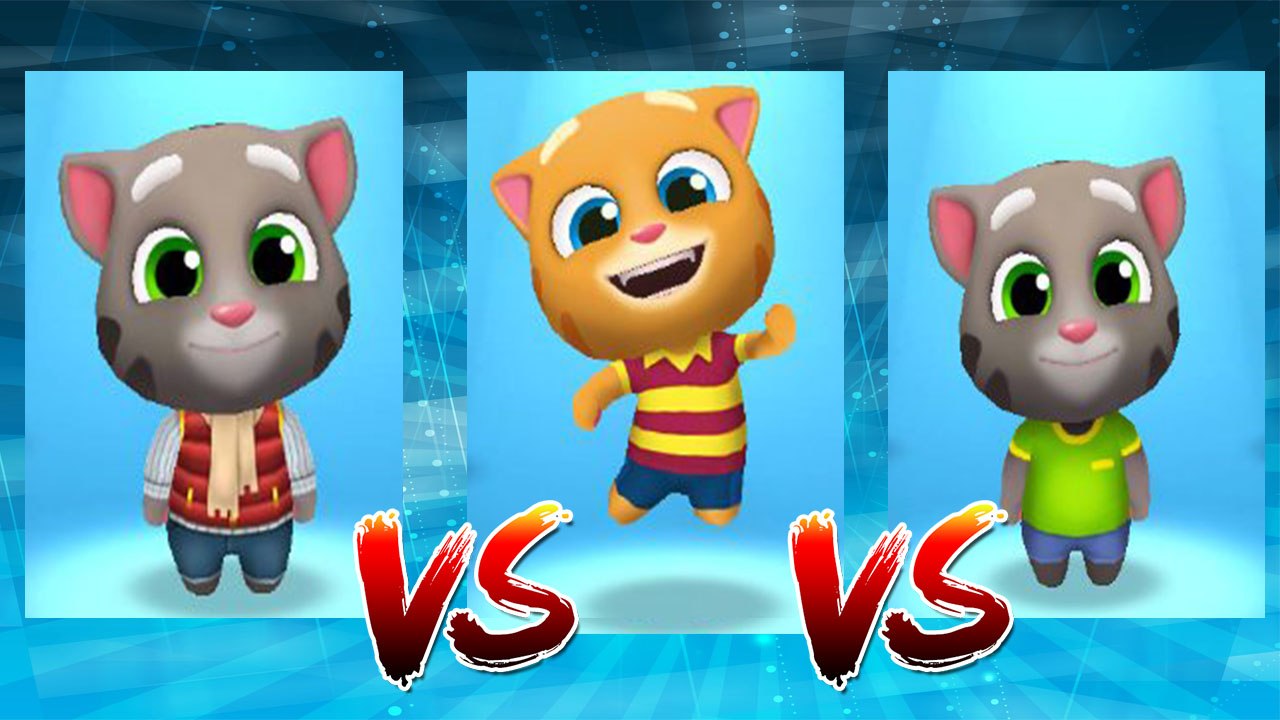 Frosty Tom vs My Talking Ginger vs My Talking Tom — Talking Tom Gold Run — Cute Puppy and Cats