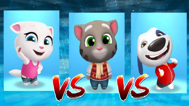 My Talking Angela vs Frosty Tom vs My Talking Hank — Talking Tom Gold Run — Cute Puppy and Cats