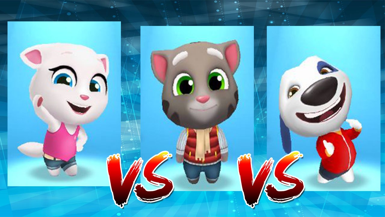 My Talking Angela vs Frosty Tom vs My Talking Hank — Talking Tom Gold Run — Cute Puppy and Cats