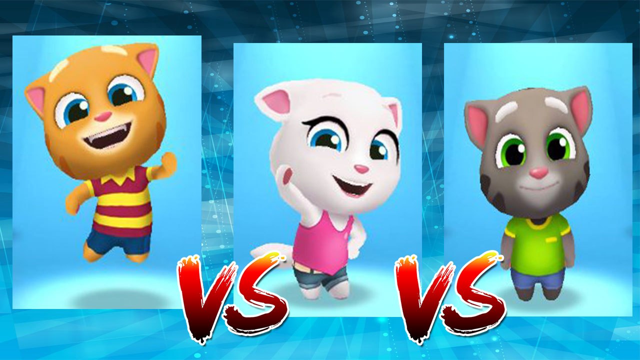 My Talking Ginger vs My Talking Angela vs My Talking Tom — Talking Tom Gold Run — Cute Puppy and Cats