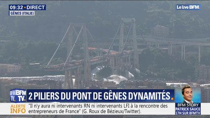 Gênes: les images du dynamitage du pont Morandi (BFMTV)