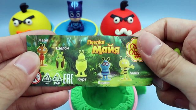 4 Colors Play Doh Ice Cream Cups PJ Masks Chupa Chups Surprise Toys Yowie Angry Birds Kinder Joy