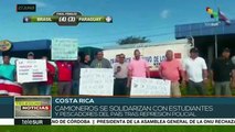 Costa Rica: camioneros se unen a protestas de estudiantes y pescadores