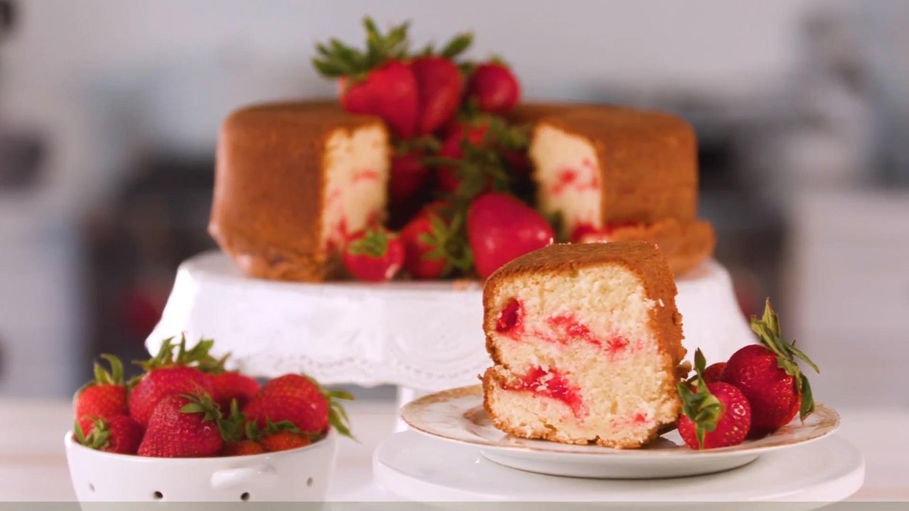 Strawberry Swirl Cream Cheese Pound Cake
