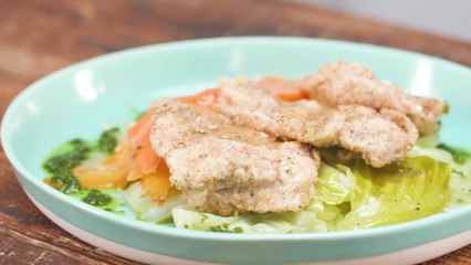 Blue Cornmeal Crusted Chicken with Mint-Jalapeno Drizzle