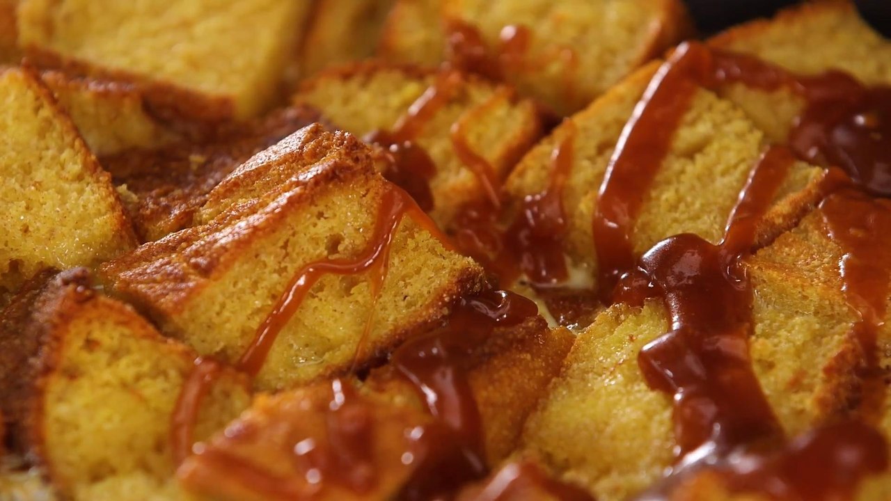 Cornbread Pudding with Whiskey Caramel Sauce