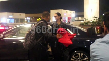 Deepika Padukone in Black Fly for Mumbai Spotted At Airport