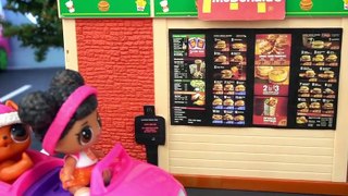 LOL Surprise Dolls in Mc Donalds Drive Thru with Happy Meal LOL Toy Surprises