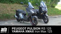 Peugeot Pulsion RS 125 vs Yamaha XMAX Iron Max 125 MATCH en POV Auto-Moto.com