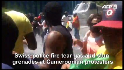 Swiss police fire water cannon, stun grenades at Cameroon protesters