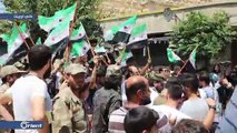 مظاهرة في مدينة عفرين شمال حلب تضامناً مع إدلب وحماة