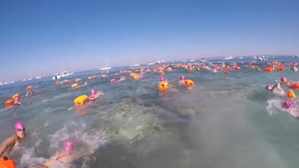 240 nadadores saltan al mar contra la fibrosis quística en la XX Vuelta a Formentera