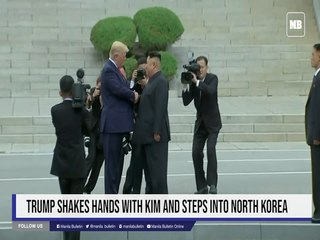 Trump shakes hands with Kim and steps into North Korea