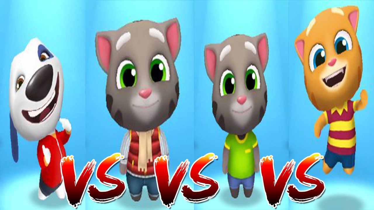 My Talking Hank vs Frosty Tom vs My Talking Ginger vs My Talking Tom — Talking Tom Gold Run — Cute Puppy and Cats