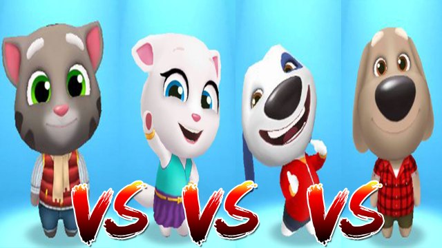 Frosty Tom vs Neon Angela vs My Talking Hank vs My Talking Ben — Talking Tom Gold Run