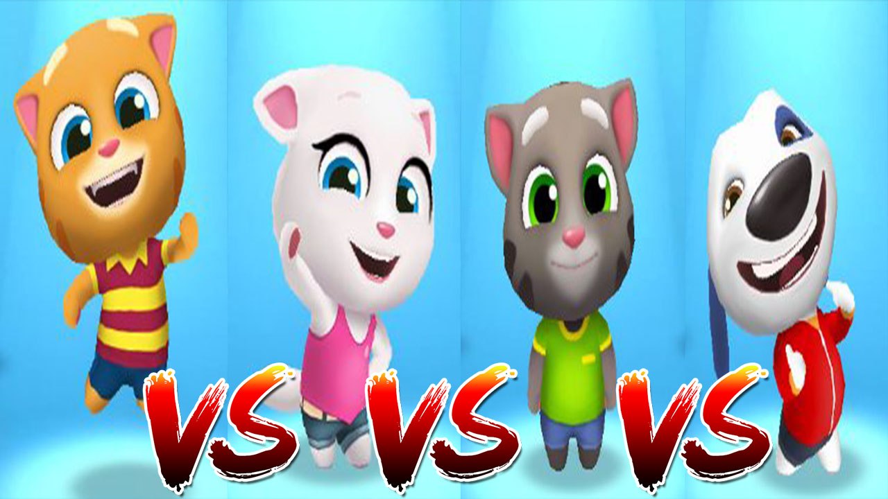 My Talking Ginger vs My Talking Angela vs My Talking Tom vs My Talking Hank — Talking Tom Gold Run — Cute Puppy and Cats
