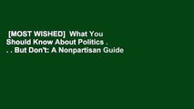 [MOST WISHED]  What You Should Know About Politics . . . But Don't: A Nonpartisan Guide to the