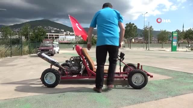 Çaycının 3 bin liraya imal ettiği araç 90 kilometre hıza ulaşıyor