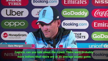 Morgan jokes with the press about the Indian fans