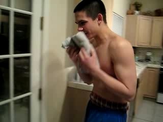 Dakota jumping into a cold pool.