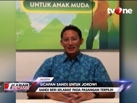 Sandiaga Uno Sampaikan Selamat kepada Jokowi-Ma'ruf Amin