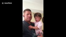 US father has amazing technique to trick daughter into not crying