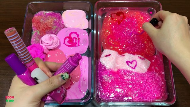 PINK || Mixing Makeup and Floam Into Clear Slime || Relaxing with Hello Kitty Slime ||