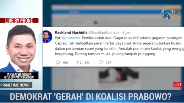 Demokrat Ingin Koalisi Prabowo Segera Bubar?