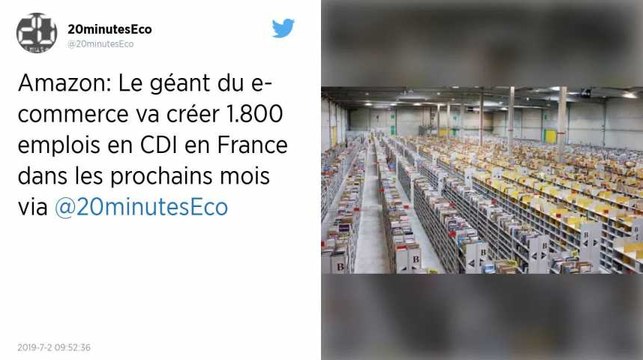Amazon va créer 1 800 postes supplémentaires en France dans les prochains mois