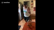 US dad hilariously re-enacts the viral #BottleCapChallenge