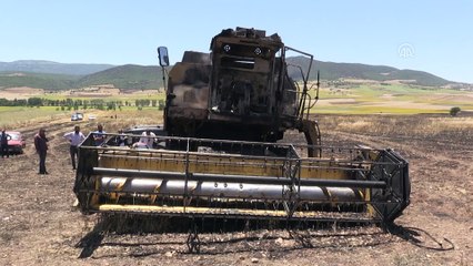 Tarlada çıkan yangında biçerdöver de yandı - TOKAT