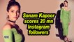 Sonam Kapoor scores 20 mn Instagram followers