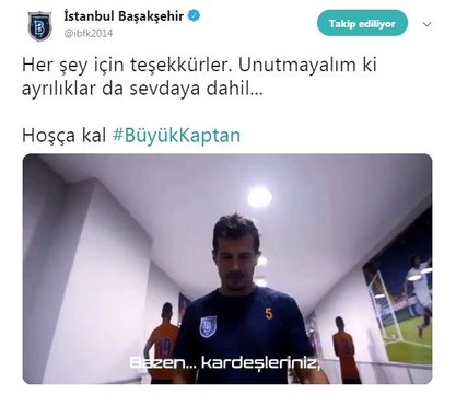 Medipol Başakşehir'den Emre Belözoğlu'na veda klibi