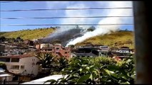 Incêndio em área de pasto no Morro do Cruzeiro, em Alegre