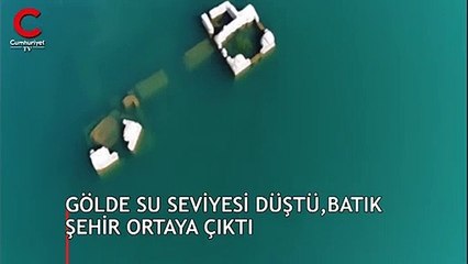 Hazar Gölü'nde su seviyesi düştü, 'Batık şehir' ortaya çıktı
