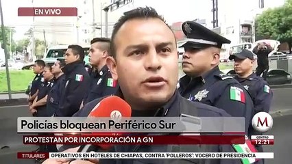 Policias bloquean Periférico Sur en CDMX