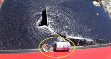 Deodorant kutusu aşırı sıcakta bomba gibi patladı! Arabanın camı kırıldı
