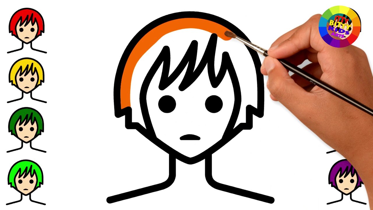 Cute ! ! !   Coloring Manga Girl  | Painting for toddlers and drawing for kids | Itty Bitty Kids Art