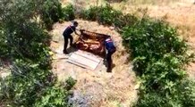 Çalılarla çevrili kaçak kazıya droneli operasyon: 4 gözaltı
