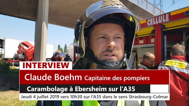 DNA - Carambolage sur l'A35 à Ebersheim, un blessé grave (détails du Capitaine des Pompiers Claude Boehm))