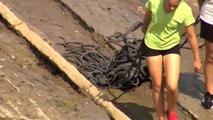 Se recogen 500 kilos de plástico en la playa de Zumaia (y aún queda más basura)