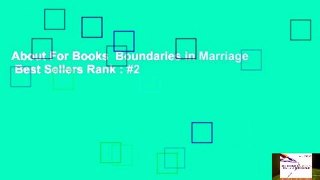 About For Books  Boundaries in Marriage  Best Sellers Rank : #2