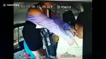 Chinese woman aggressively attacks bus driver after being told off