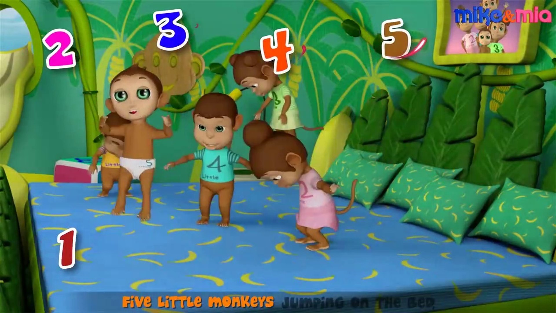 5 Little Monkeys Jumping on the Bed | Nursery Rhyme & Monkey Song | 3D  Animation Video | 3D Rhymes | Kids Nursery Rhymes | Kids Videos Songs |  Kids Songs |