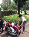 the motorbike was damaged due to traffic violations