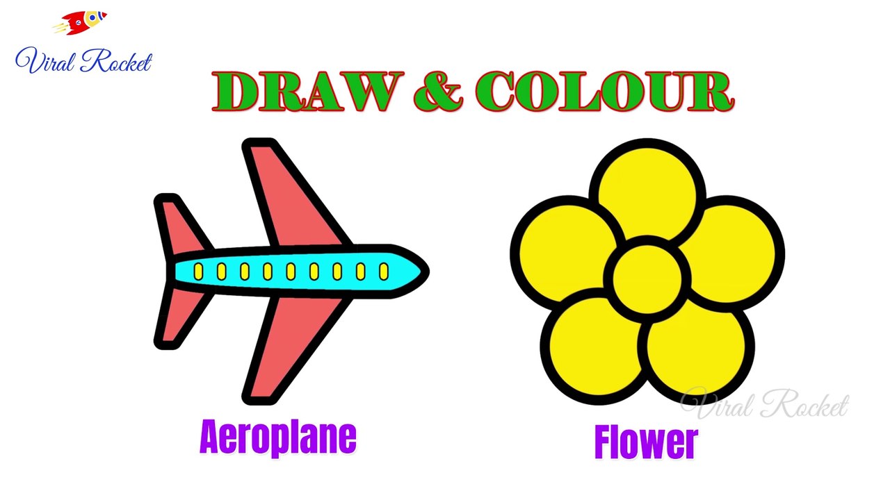 Aeroplane Drawing for kids | How to Draw Flower for children | Art ...